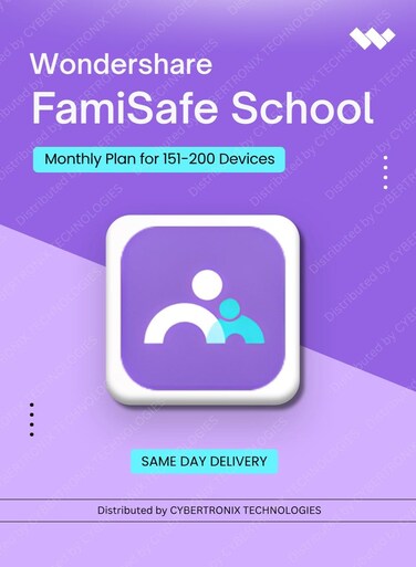 Wondershare FamiSafe School License   Monthly Plan   151-200 Devices   Digital License   Same Day Delivery