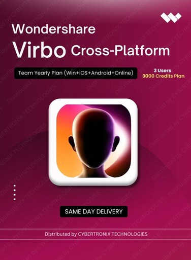 Wondershare Virbo Cross-Platform Team   1 Year   (Win+iOS+Android+Online) 3 Users - 3000 Credits Plan   Digital License   Same Day Delivery