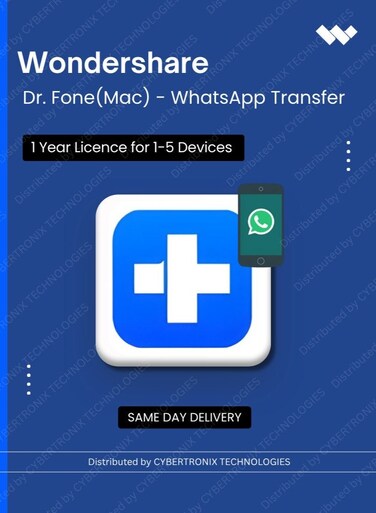 Wondershare Dr.Fone (Mac) - WhatsApp Transfer  1 Year  1-5 Devices   Digital License   Same Day Delivery