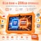 Modio M72 Tablet 7 Inch HD Display, 6GB RAM + 256GB Storage, Android 13, Dual Camera (5MP+2MP), 3000mAh Battery, 5G WiFi, Shockproof Protective Case with Accessories &ndash; Orange