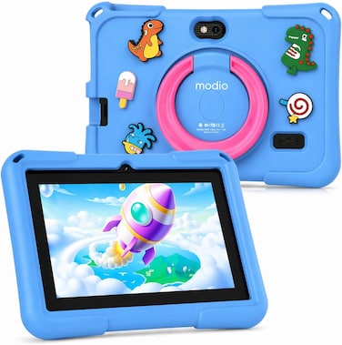 Modio M68 Tablet 7 Inch HD Display, 6GB RAM 128GB Storage, Android 13, Dual Camera, 3000mAh Battery, 5G WiFi, Shockproof Protective Case with Accessories &ndash; Blue