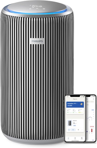 Philips Smart Air Purifier PureProtect 4200 Series - Rooms Upto 156 m2, HEPA, Active Carbon, 5 Speeds, Sleep Mode, Child Lock, Connected To Air+App, Supernova Silver - AC4220/12