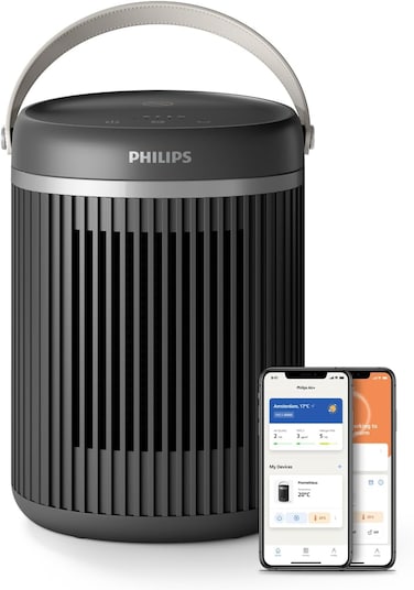Philips 3000 Series Energy Efficient Connected Fan Heater 2000W, Up to 50% Energy Saving with Eco AI, Quiet 24db(A), 5 Safety Features, 45&deg; Oscillation, Dark Gray (CX3120/01)
