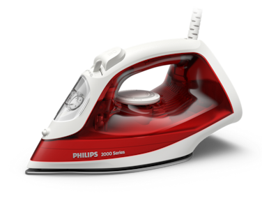 Philips Steam Iron 2000 Series - 2000W, 25 g/min Continous Steam, 100g Steam Boost, Non-stick Soleplate, Drip-stop, 4 Steam Settings, Light Weight, Red - DST2010/40