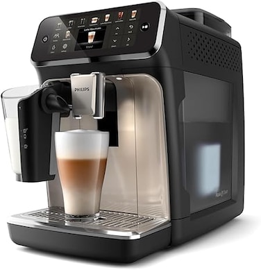 Philips Fully Automatic Espresso Machine Series 5500-20 Beverages, LatteGo, Extra Shot, Silent Brew, Intuitive Display, 4 User Profiles, 12 Settings for Ceramic Grinder, Chrome - EP5547/90