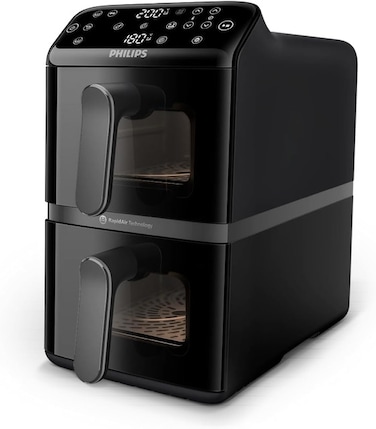 Philips Stacked Dual Basket Airfryer - 5L + 5L Black - NA460/09