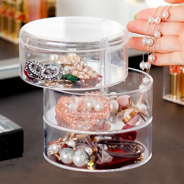 Rotating Jewelry Storage Box 3-Layer