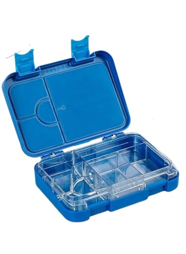 BPA Free Leakproof Airtight Bento Lunchbox with 6 Adjustable Compartments, 760 ml Insulated Tiffin Box with removable tray for Kids and Adults Perfect for School Office (Blue)