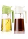 Arsatbs Oil Sprayer for Cooking 16oz/470ml 2 in 1 Olive Dispenser Bottle Kitchen Gadgets for Air Fryer, Salad, BBQ - Glass Mister Spray with Stickers -2pcs(Beige+Green)
