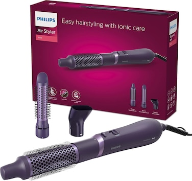 Philips 3000 Series Blower Brush with Ceramic Coating and Keratin, Ionic Function, 3 Accessories (Model BHA305/00)