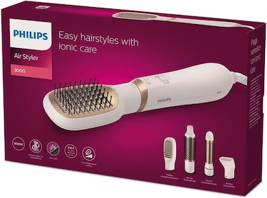 Philips 3000 Series Air Styler for Drying and Styling with Ionic Care, 800W, 3 Heat Settings, 4 attachments, BHA310/00 - Rose/Gold