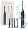 Necomi Sonic Electric Toothbrushes, USB Rechargeable Ultrasonic Tooth Brush with 4 Brush Heads 6 Cleaning Modes and Smart Timer IPX7 Waterproof Cleaning Toothbrushes for Adults and Kids（Black）