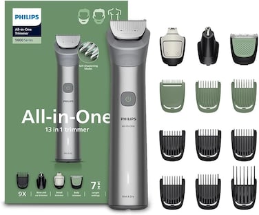 Philips India's No.1 Men's Trimmer   All-in-one Trimmer : Face,Head,Body   13-in-1 Self sharpening Blade   Precision Trimming   Nose/Ear Trimmers   Showerproof I MG5942/15