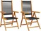vidaXL Folding Chairs 2 pcs Black Solid Wood Acacia and Polypropylene