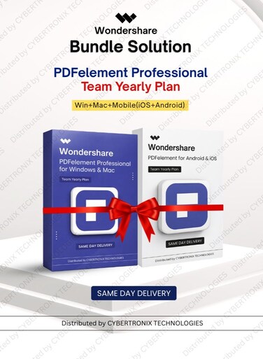 Wondershare Bundle Solution: PDFelement Team   1 Year   Win+Mac+Mobile(iOS+Android)   Digital License   Same Day Delivery