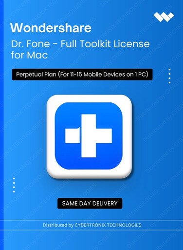 Wondershare Dr.Fone - Full Toolkit License for Mac   Perpetual Plan   (For 11-15 Mobile Devices on 1PC)   Digital License   Same Day Delivery