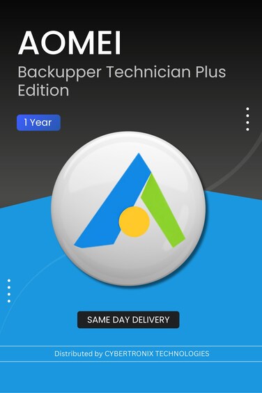 AOMEI Backupper Technician Plus Editon    1 Year   Digital License   SAME DAY DELIVERY