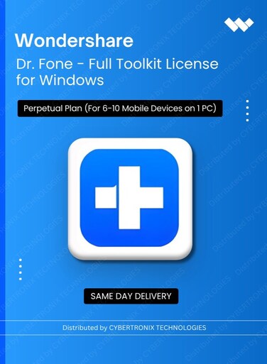 Wondershare Dr.Fone - Full Toolkit License for Windows   Perpetual Plan   (For 6-10 Mobile Devices on 1PC)   Digital License   Same Day Delivery