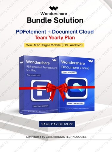 Wondershare Bundle Solution: PDFelement and Document Cloud Team   Year  Win+Mac+Sign+Mobile(iOS+Android)   Digital License   Same Day Delivery