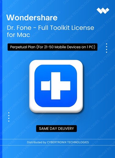 Wondershare Dr.Fone - Full Toolkit License for Mac   Perpetual Plan   (For 21-50 Mobile Devices on 1PC)   Digital License   Same Day Delivery