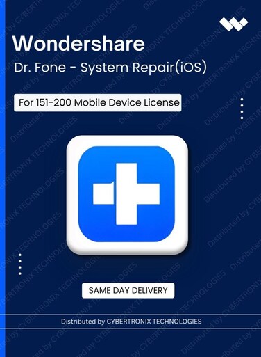 Wondershare Dr.Fone -System Repair (iOS)   151-200 Mobile Device   Digital License   Same Day Delivery