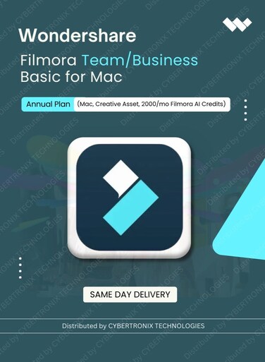 Wondershare Filmora Team/Business Basic for Mac (Mac, Creative Asset, 2000/mo Filmora AI Credits)   Annual Plan   Digital License   Same Day Delivery