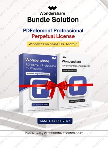 Wondershare Bundle Solution: Wondershare PDFelement (Windows Business+iOS+Android)   Lifetime   Digital License   Same Day Delivery