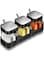 Azonee 3PCS Spice Set, Glass Condiment Jar Spice Container with Lids and Spoons, Hot Chocolate Station Jars, Square Clear Plastics Seasoning Jars for Sugar Pepper Salt Storage for Kitchen Countertop
