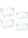 FCG Home - Clear Plastic Refrigerator Storage Organizer Bins, Food Storage Container Box with Handles, Fridge Freezer Pantry Kitchen Cabinets (4, Multipack)