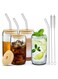 Pcs Drinking Glasses with Bamboo Lids and Glass Straw - 16 Oz Can Shaped Glass Cups Beer, Ice Coffee Glasses Cute Tumbler Cup Great for Soda Boba Tea Cocktail Include 2 Cleaning Brushes