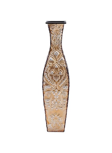 Elements 5145608 Tapestry Decorative Metal Vase, 17-Inch, Gold