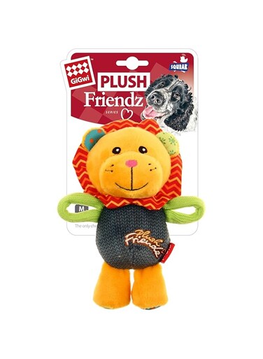 Gigwi PlUSh Friendz Squeaker Dog Toy, Lion, 6147