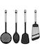 Royalford 4-Piece Nylon Kitchen Tools with Stainless Steel Handle- RF12691/ Heat-Resistant Set Includes Serving Spoon, Slotted Spatula, Skimmer and Turner/Ergonomic, Anti-Slip