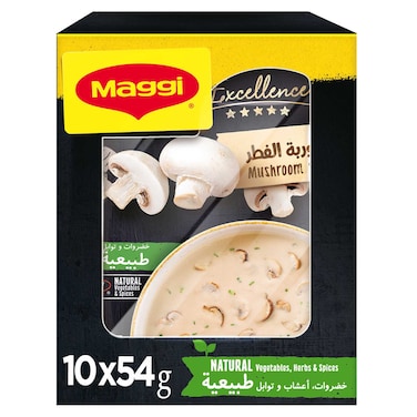 شوربة نستل ماجي إكسيلنس بالفطر مع ورق الغار 54 جرام، عبوة من 10 قطع