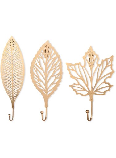MAKINGTEC Decorative Hook, Coat Adhesive Hooks Leaves Cast Iron Decorative Wall Hooks Curtain TieBacks Wall Hooks for Hanging Keys Towels Coat in Bathroom Kitchen Decorative (3Pcs)