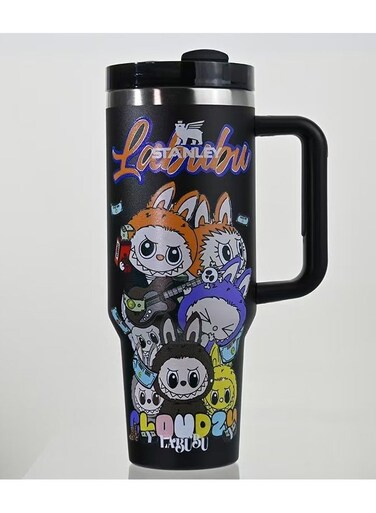 Stainless Steel Vacuum Insulated Cup &acirc;&euro;&ldquo; 40oz Double Wall Travel Cup with Handle &amp; Straw   Exclusive Collectible Design, Leak-Resistant, BPA-Free, Keeps Drinks Hot &amp; Cold for Hours