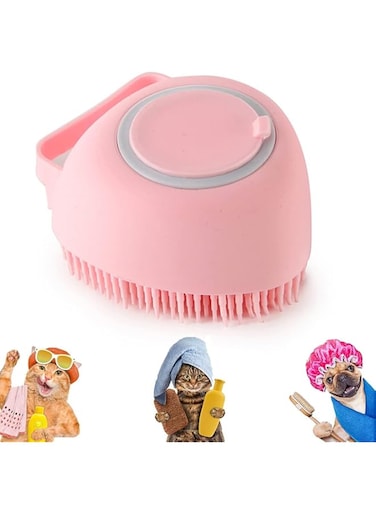 Joyzzz Pet Bath Brush, Dog Bath Brush, Dog Silicone Bath Massage Soft Brush, Soft Silicone Dog Shampoo Brush, Pet Grooming Brush Bath, Pet Shampoo Dispenser Brush for Short Long Haired