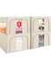 ANTOLE 66L Clothes Storage Bag,4 Pack Foldable Steel Frame Closet Organizers Storage Containers,Stackable Metal Frame Clothes Container Organizer with with Zipper Clear Window (Beige)
