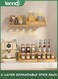 2-layer bamboo expandable display rack, kitchen cabinet spice rack, 2-layer expandable bamboo display rack, used as a spice organizer for organizing cabinets, countertops, cabinets, storage rooms, etc