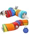 Tazweeq Collapsible Cat Tunnel, Cat Tunnel Indoor Cat Pet Rabbit Play Tunnel 3 Ways + Small Kitty Rabbit Hideout Fold Play Tunnel - 2 Pack (Rainbow)