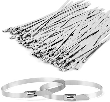 AL ARQAM 100-Pack Stainless Steel Cable Ties 150 x 4.6 mm - Rustproof &amp; UV Resistant