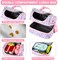 VASCHY Lunch Box Bag Kids, Insulated Two Compartments Bento Cooler Bags for Girls w Shoulder Strap for School,Daycare,Kindergarten,Picnic Pink Butterfly