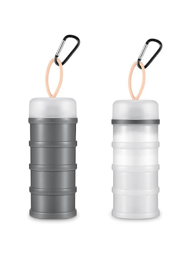 CENXI Protein Powder Container with Funnels Stand, 2 pcs 4 Stackable Leakproof Protein Powder Dispenser, Portable Keychain Protein Powder Container for Workout, Fitness, Travel,