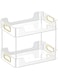 Khazna Bathroom Organizer Countertop, Clear Makeup Desk Organzier for Dressing Table, Bathroom Vanity Countertop, 2-Tier Vanity Tray Shelf for Cosmetic, Lotions, Perfume and Toiletries (Clear)