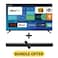 50 Inch 4K UHD LED Smart TV with Android OS, DVBT2/S2 Receiver, 60Hz, HDR, Paired With 2.0 Channel 30W Soundbar, 3D Surround Sound, Bluetooth, USB, FM Radio, E50EL1100+SOUNDBAR