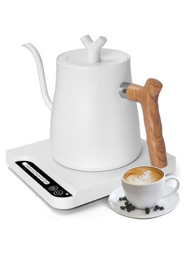 perforlld   Electric Temperature Control Gooseneck Kettle, 1000W Quick Heating, 304 Stainless Steel Electric Water Kettle &amp; Coffee Kettle with Automatic Temperature Control, Touch Screen Panel, 1L