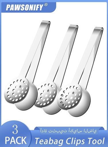 3pcs Tea Bag Squeezer Tongs, Stainless Steel Strainer Spoons Teabag Clips Tool Practical Strainer Tea Accessories