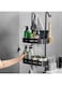 MIXDE Shower Caddy Over The Door, Rustproof Aluminum Shower Caddy, Shower Door Storage Organizer with a suction cup, Hooks and Basket