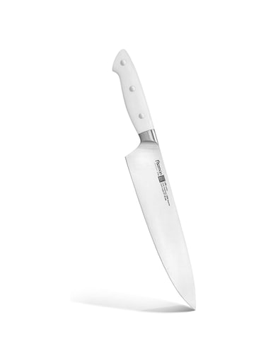 Fissman Chef Knife 8'' Kitchen Knife Ultra Sharp, German X50Cr15MoV Stainless Steel Knife Linz Series   Professional Well-Balanced Kitchen Knife   White ABS Ergonomic Handle for Kitchen, Restaurant
