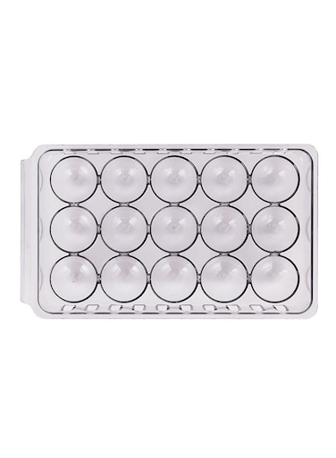 Egg Storage Container Holds 15 Eggs Transparent Polystyrene Organizer With 3 Rows And 5 Columns Suitable To Store In Most Refrigerator Black 28.5x17x7cm